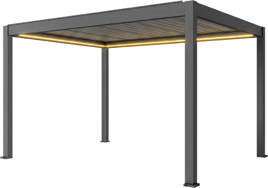 HAVN lamellenpergola in antraciet met LED in het frame