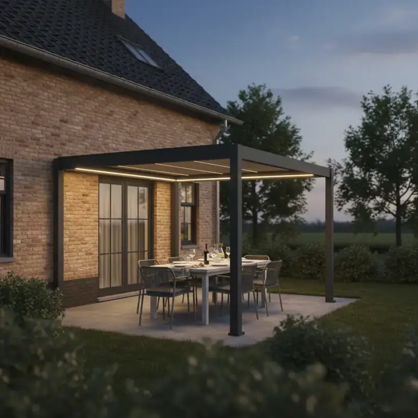 SKALA lamellenpergola met LED in het frame en in de lamellen