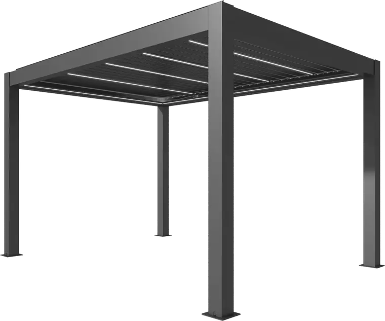 SKALA lamellenpergola in antraciet, volledig zicht